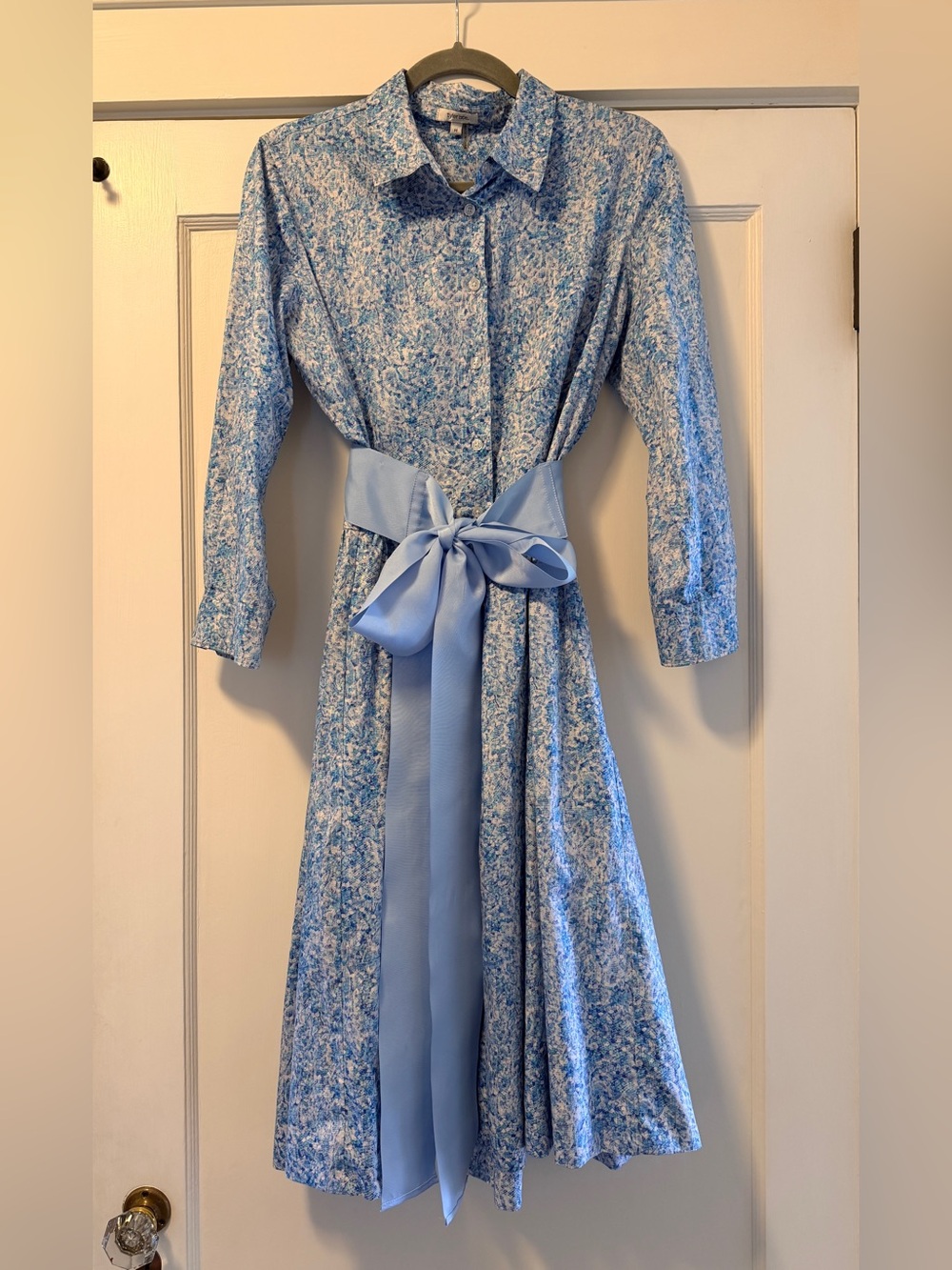 Tyler Boe Blue and White Patterned Blouse